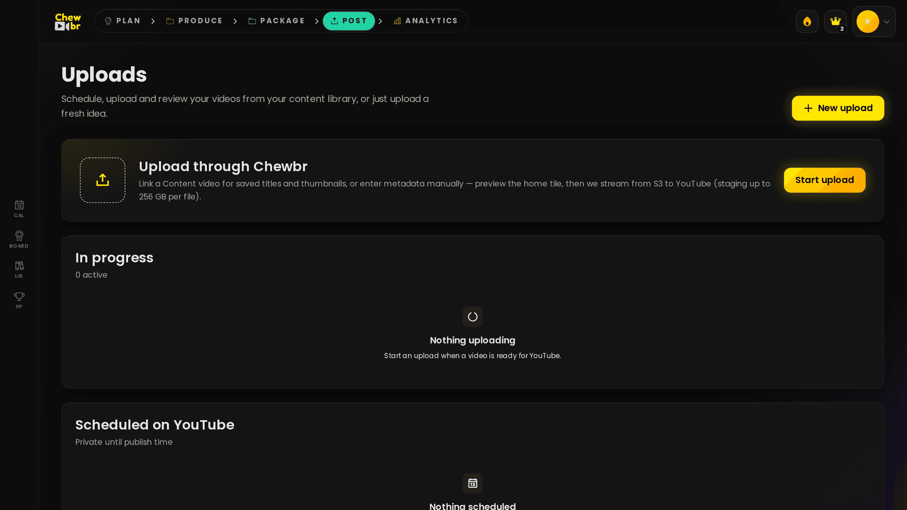 Upload — the Chewbr 04 · Post screen